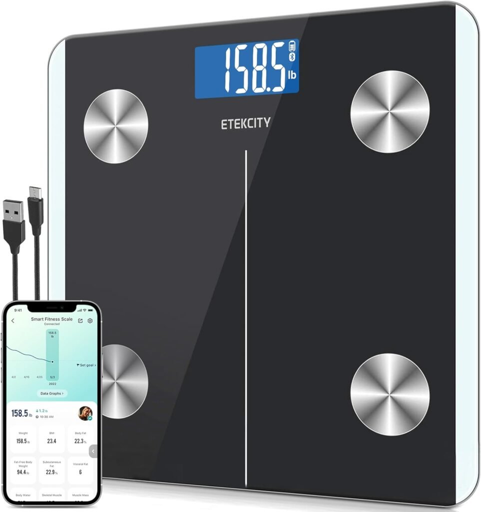 Etekcity Smart Scale for Body Weight FSA HSA Store Eligible, Bathroom Digital Weighing Scale with BMI, Body Fat, Muscle Mass, Accurate Bluetooth Home User Health Equipment Sync Apps