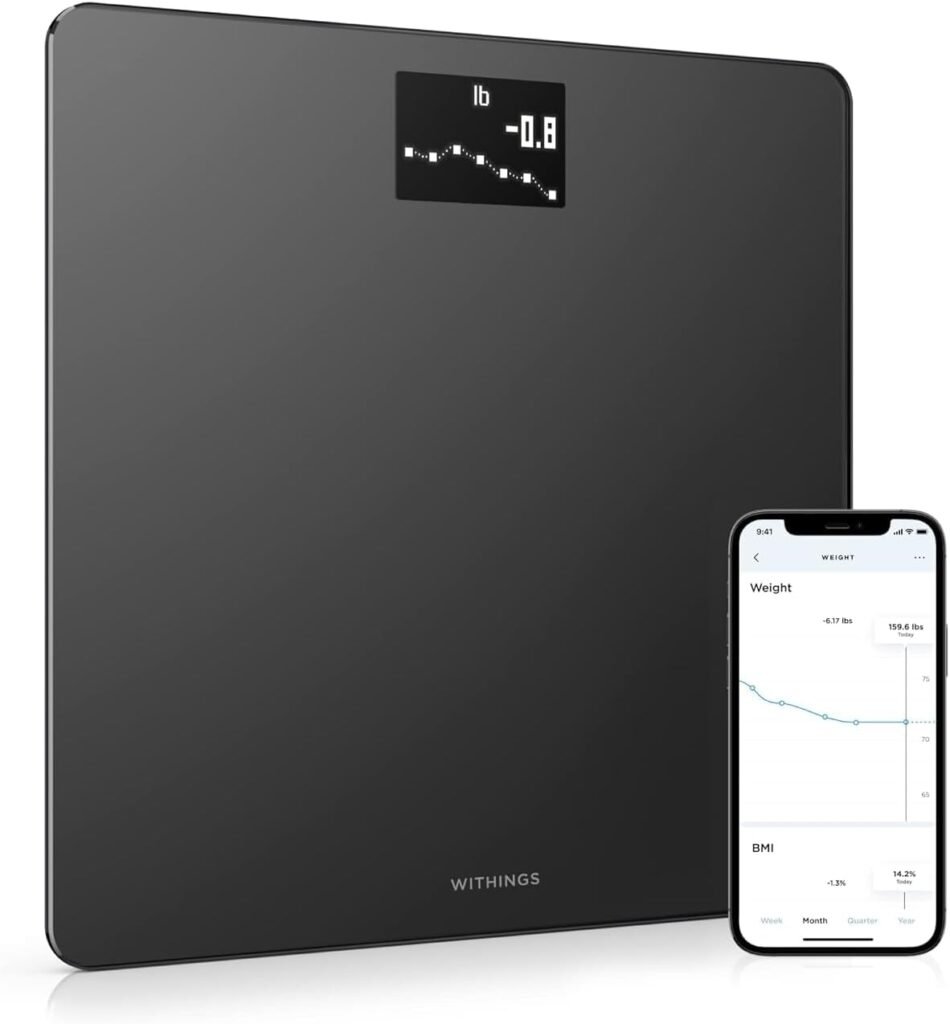 Withings Body - Digital Wi-Fi Smart Scale with Automatic Smartphone App Sync, BMI, Multi-User Friendly, with Pregnancy Tracker  Baby Mode