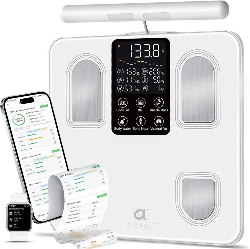 Arboleaf Smart Scale for Body Weight Bathroom Scale Digital Scale Body Weight and Fat, Wi-Fi Bluetooth, Smartphone APP, 14 Body Metrics, Wireless Cloud-Storage, Unlimited Data and Users, BMI, BMR