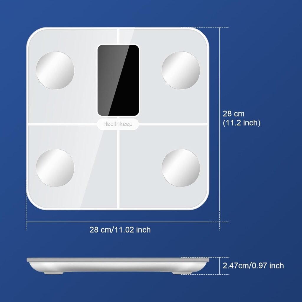 Digital Bluetooth Body Fat Scale – Ultra‑Precise Smart Bathroom Weight Scale with 15 Body Composition Metrics, Large Backlit Display, App Sync (Fitdays, Apple Health, Google Fit)  Multi‑User Profiles
