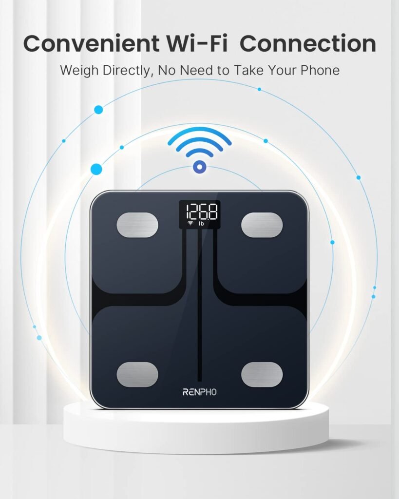 RENPHO Wi-Fi Bluetooth Scale Smart Digital Bathroom Weight BMI Body Fat Scale Tracks 13 Metrics, Wireless Body Composition Analysis  Health Monitor with Lighted LED Display - Elis Aspire