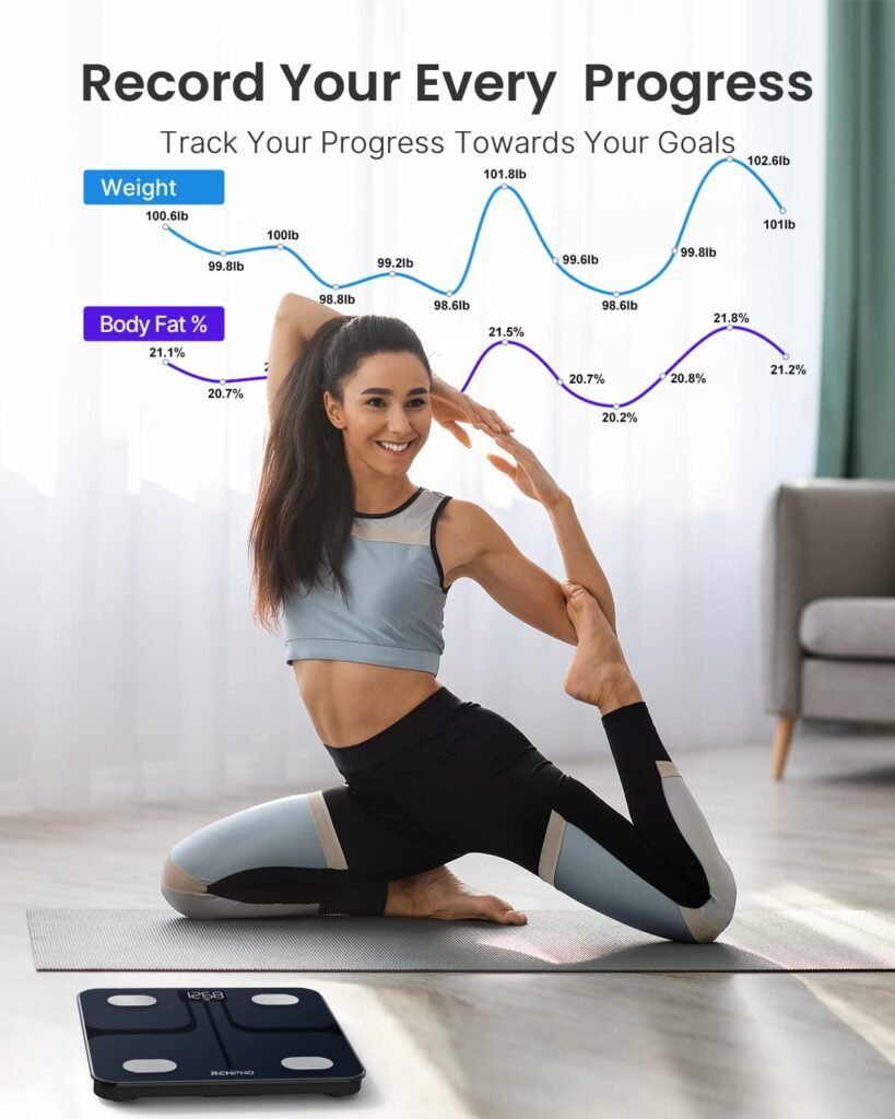 RENPHO Wi-Fi Bluetooth Scale Smart Digital Bathroom Weight BMI Body Fat Scale Tracks 13 Metrics, Wireless Body Composition Analysis  Health Monitor with Lighted LED Display - Elis Aspire