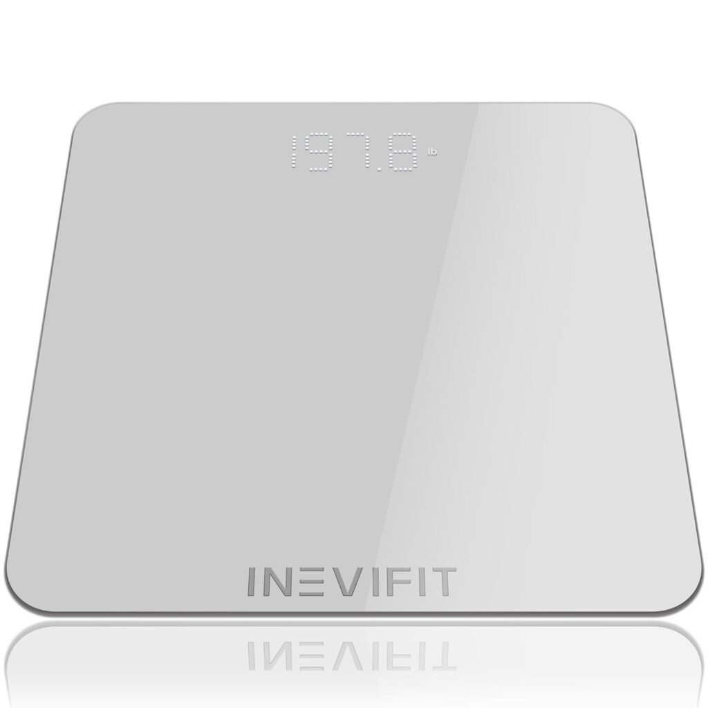 INEVIFIT Bathroom Scale, Highly Accurate Digital Bathroom Body Scale, Measures Weight up to 400 lbs. Includes Batteries INEVIFIT Bathroom Scale, Highly Accurate Digital Bathroom Body Scale, Measures Weight up to 400 lbs. Includes Batteries